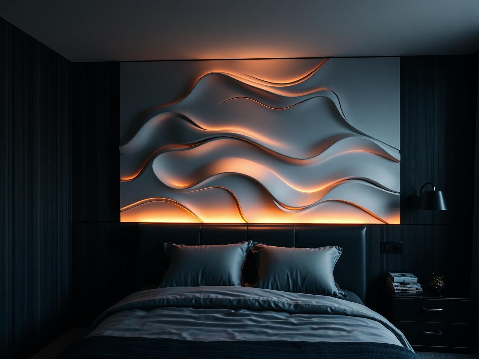 Wave headboard, private residence