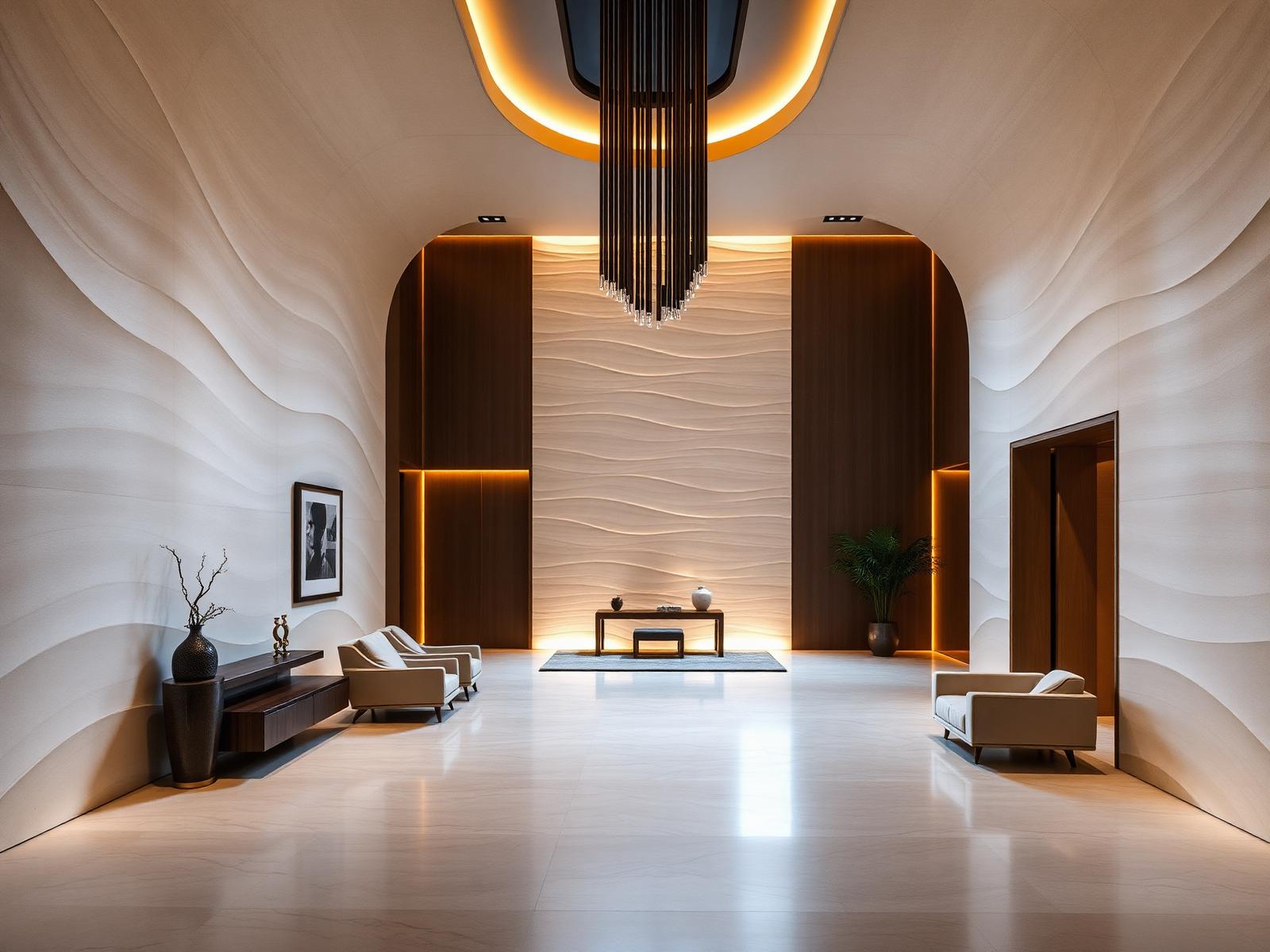 Sculptural entryway, private home